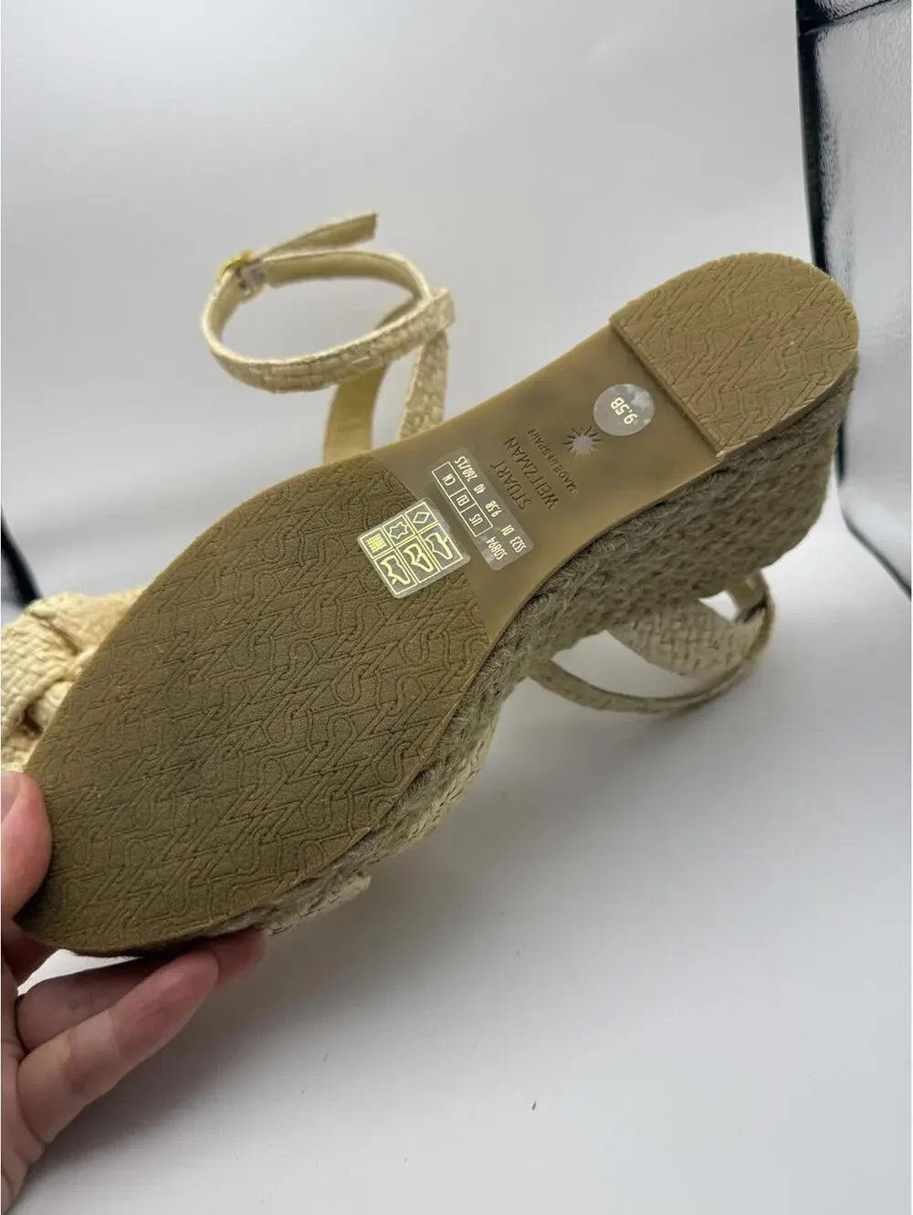 Stuart Weitzman Playa Espa Knot Wedge Sandals Wheat/Natural Size 9.5B - Picture 10 of 14